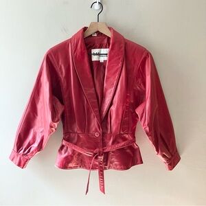 WILSONS LEATHER 80s Bright Red Batwing Leather Jacket